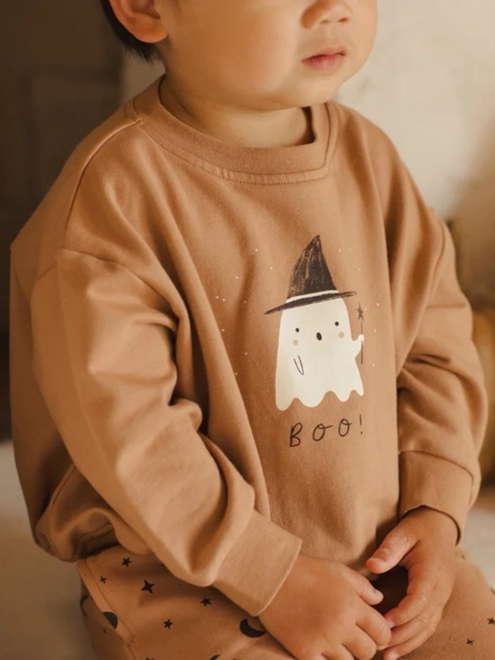 Quincy Mae Relaxed Fleece Sweatshirt In Boo 12-18m Organic Cotton